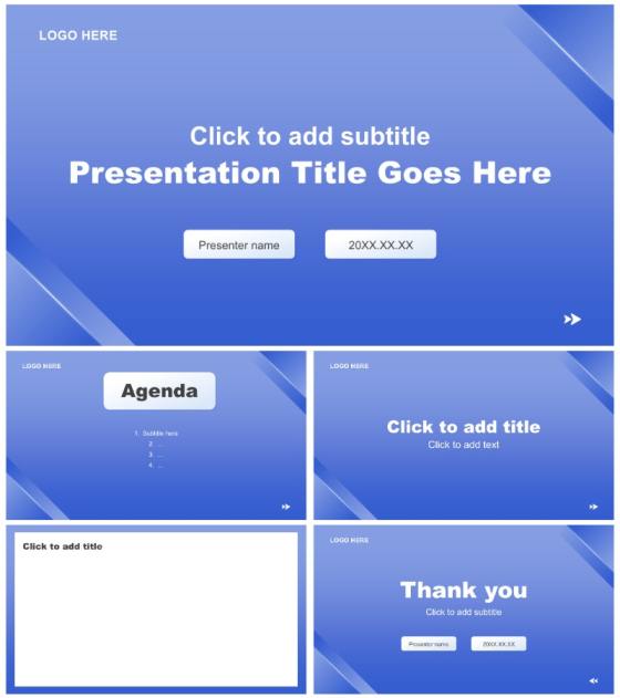 蓝色渐变简约风Q2季度复盘总结汇报PPT主题模板
