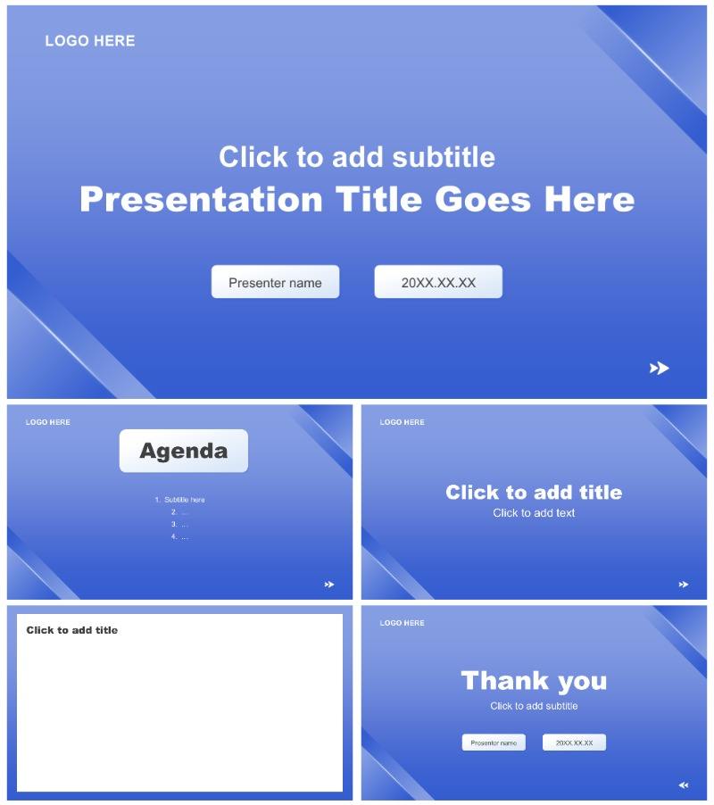 蓝色渐变简约风Q2季度复盘总结汇报PPT主题模板
