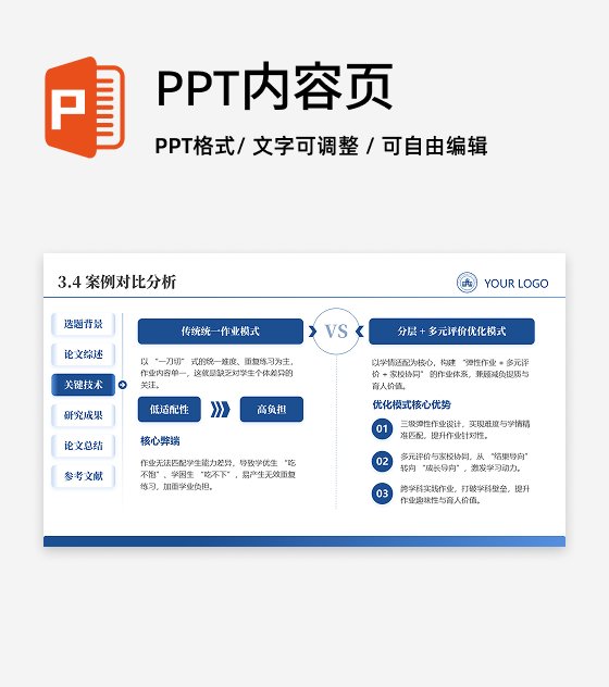 对比分析-学术风通用论文答辩开题报告汇报PPT单页