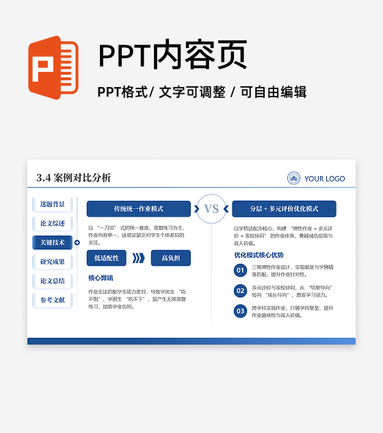 对比分析-学术风通用论文答辩开题报告汇报PPT单页