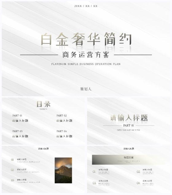 白金奢华简约商务运营方案PPT模板