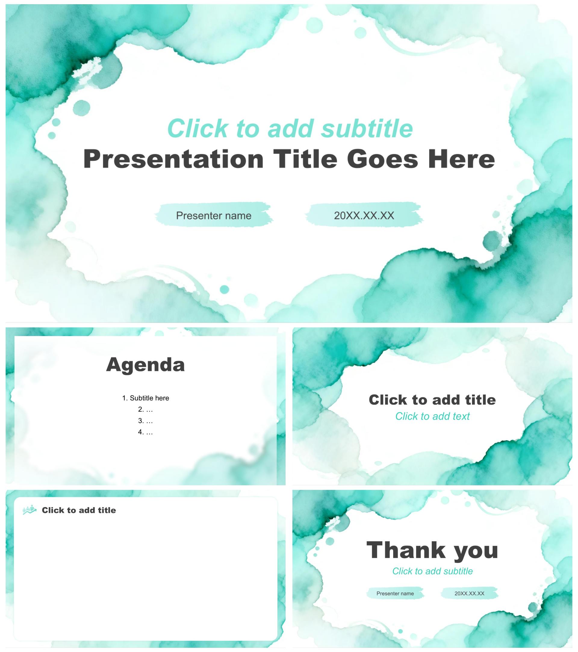 绿色小清新风财务工作总结述职汇报PPT主题模板