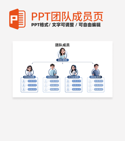 团队成员-蓝色极简团队成员介绍PPT单页
