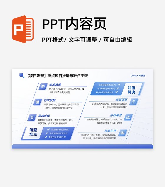 蓝色渐变简约风述职报告项目攻坚对比PPT单页