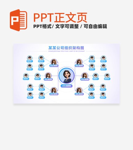 蓝紫色公司组织架构图正文页PPT单页