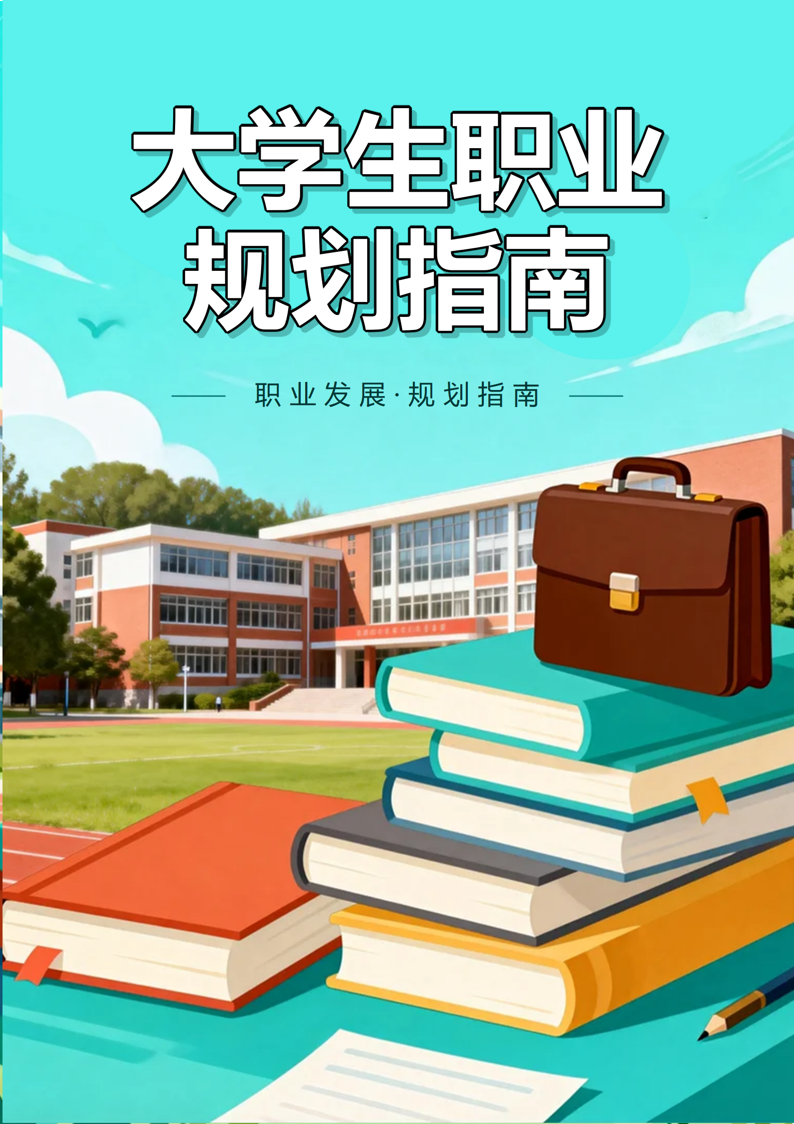 绿色手绘卡通插画风大学生职业规划指南