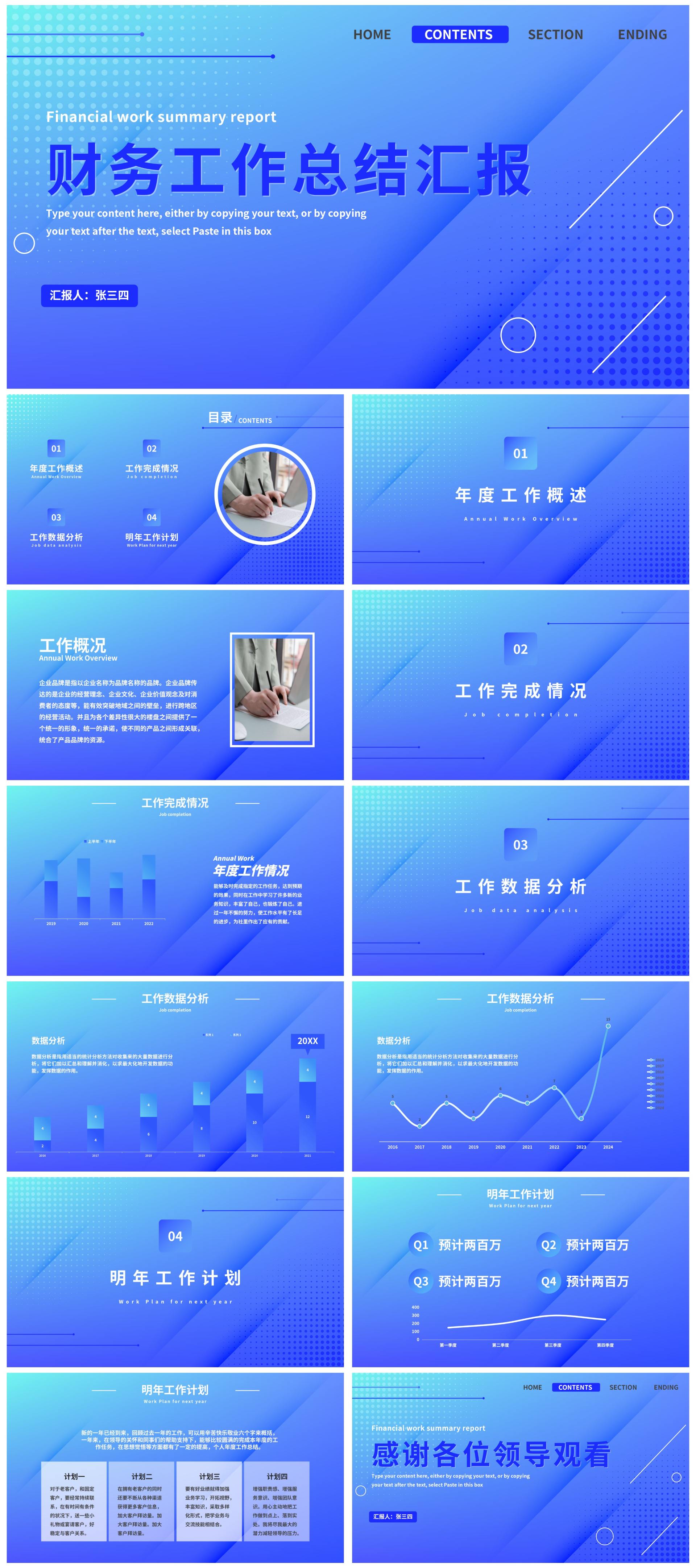 精品财务工作总结汇报PPT模板