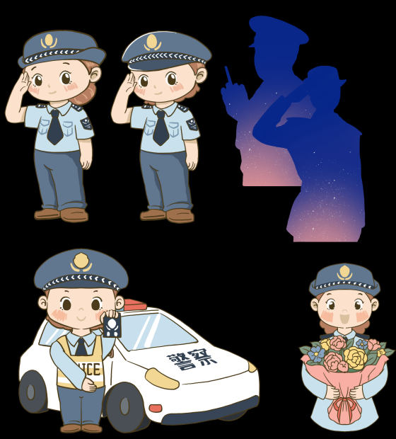 卡通绘本警察人物形象插画