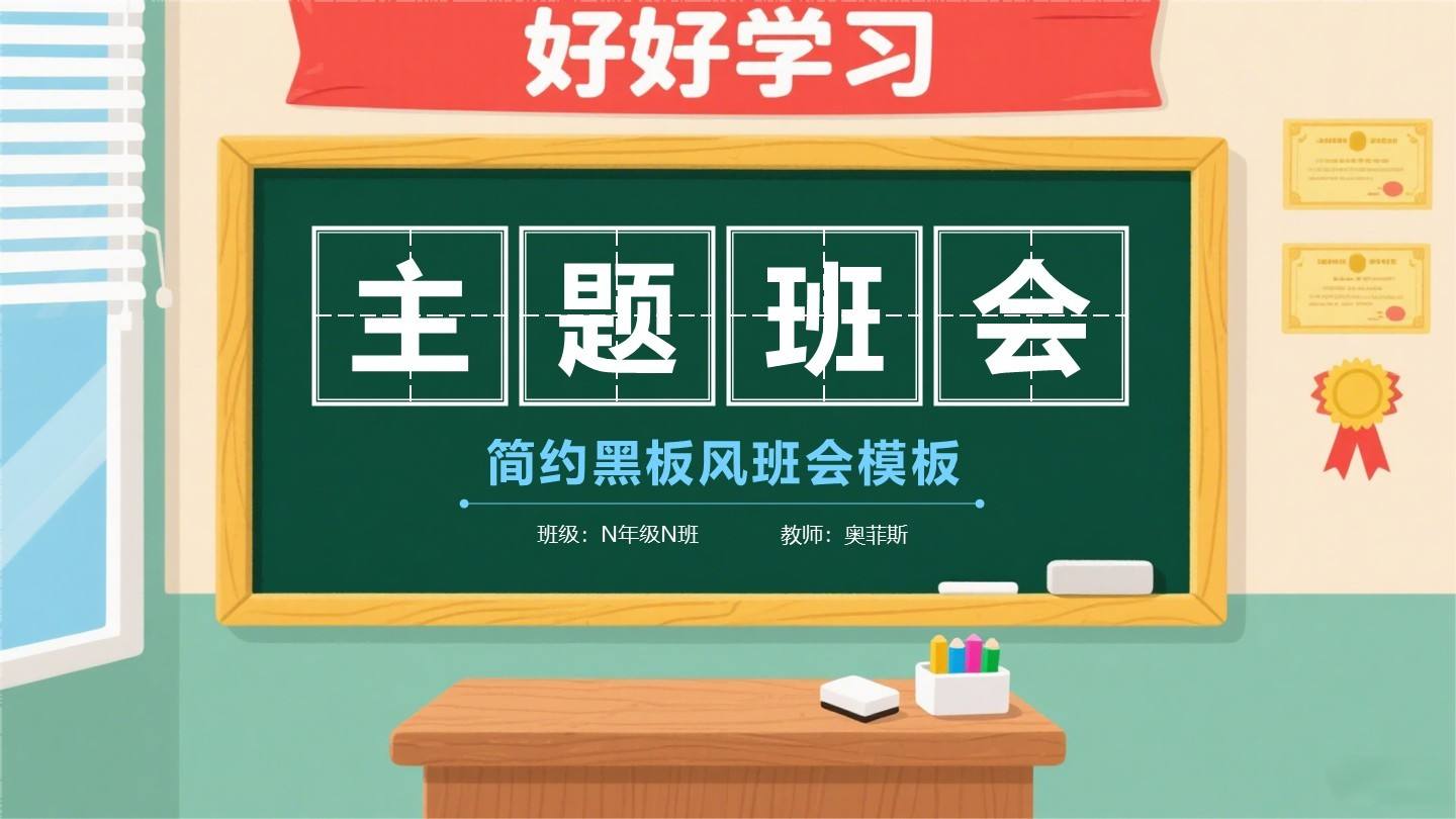 黑板风班会封面页PPT单页