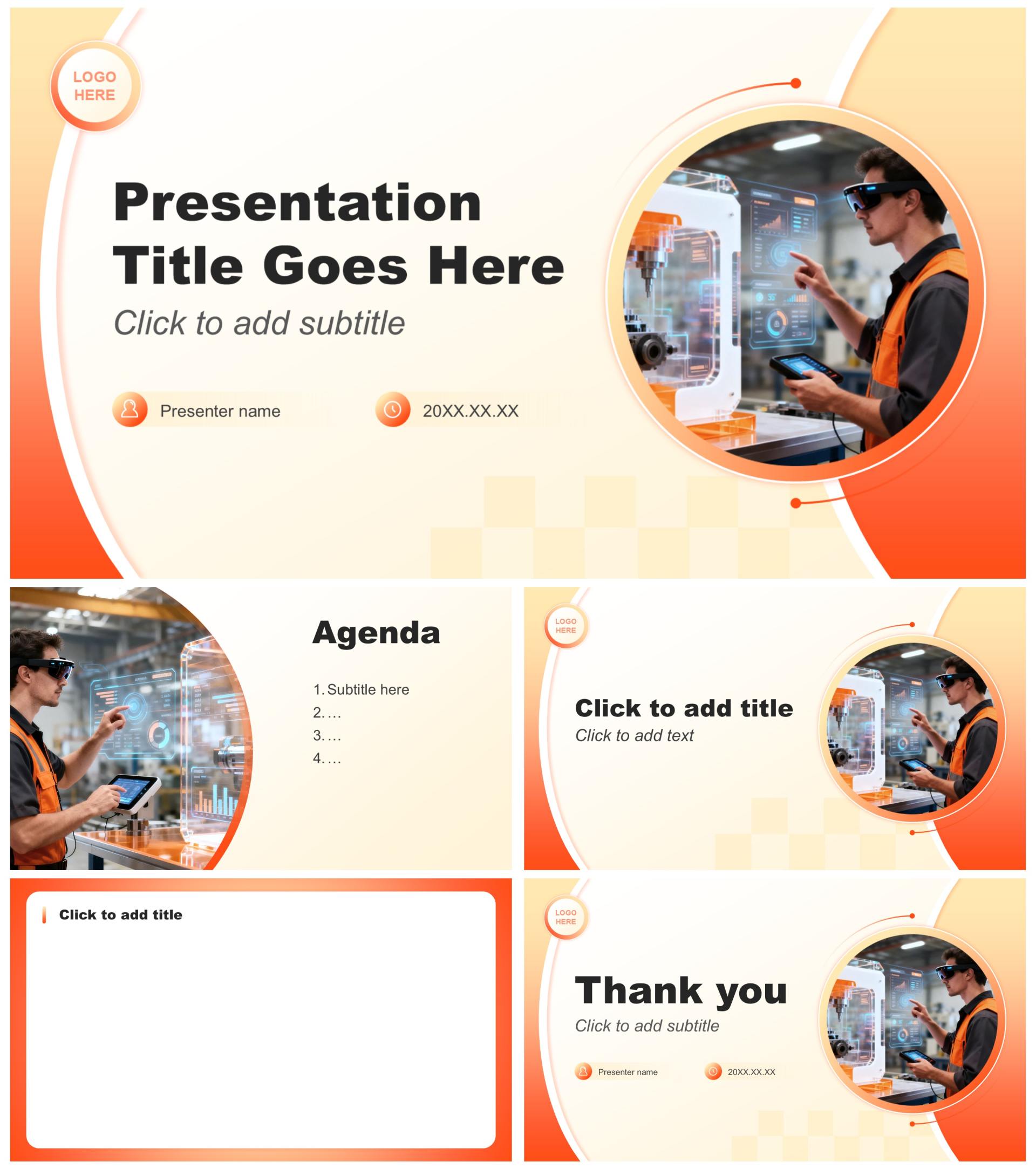 橙黄色商务风科技创新创业大赛汇报PPT主题模板