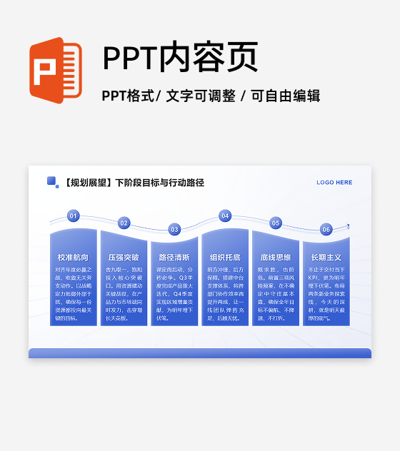 蓝色简约风述职报告规划展望流程PPT单页