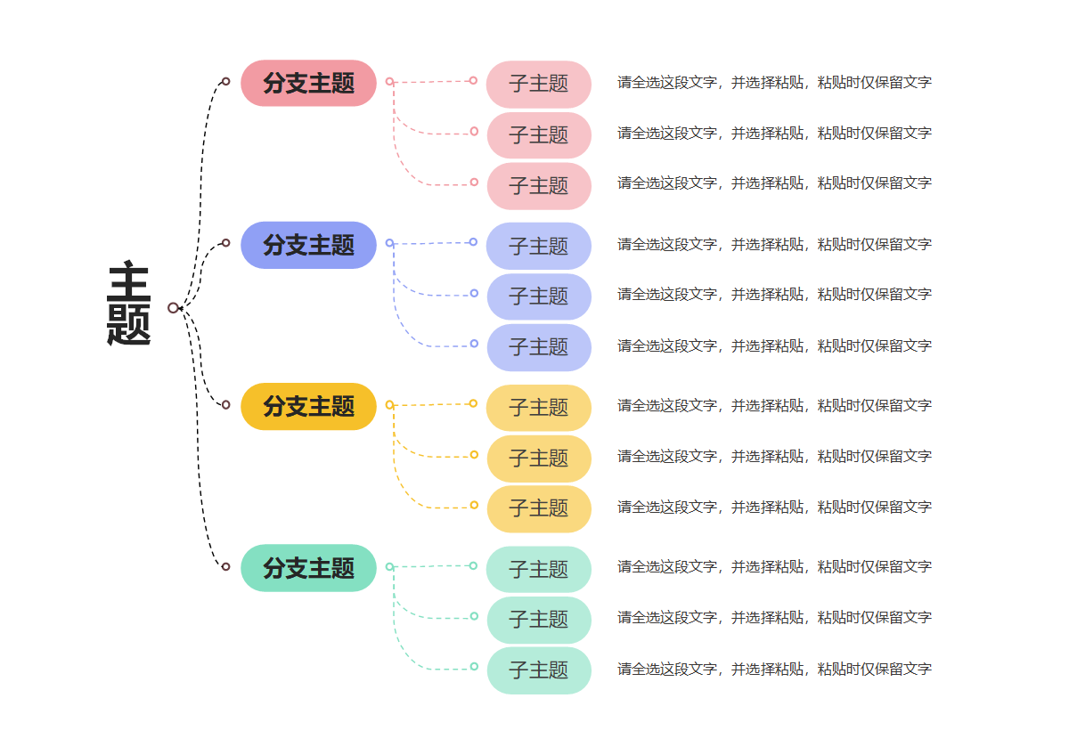 思维导图 - 多彩简约树状思维导图word模板