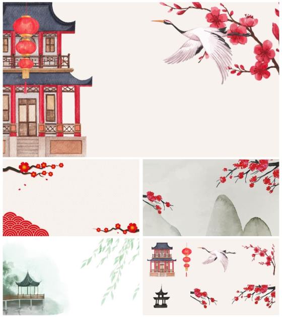 中国风背景合集PPT模板