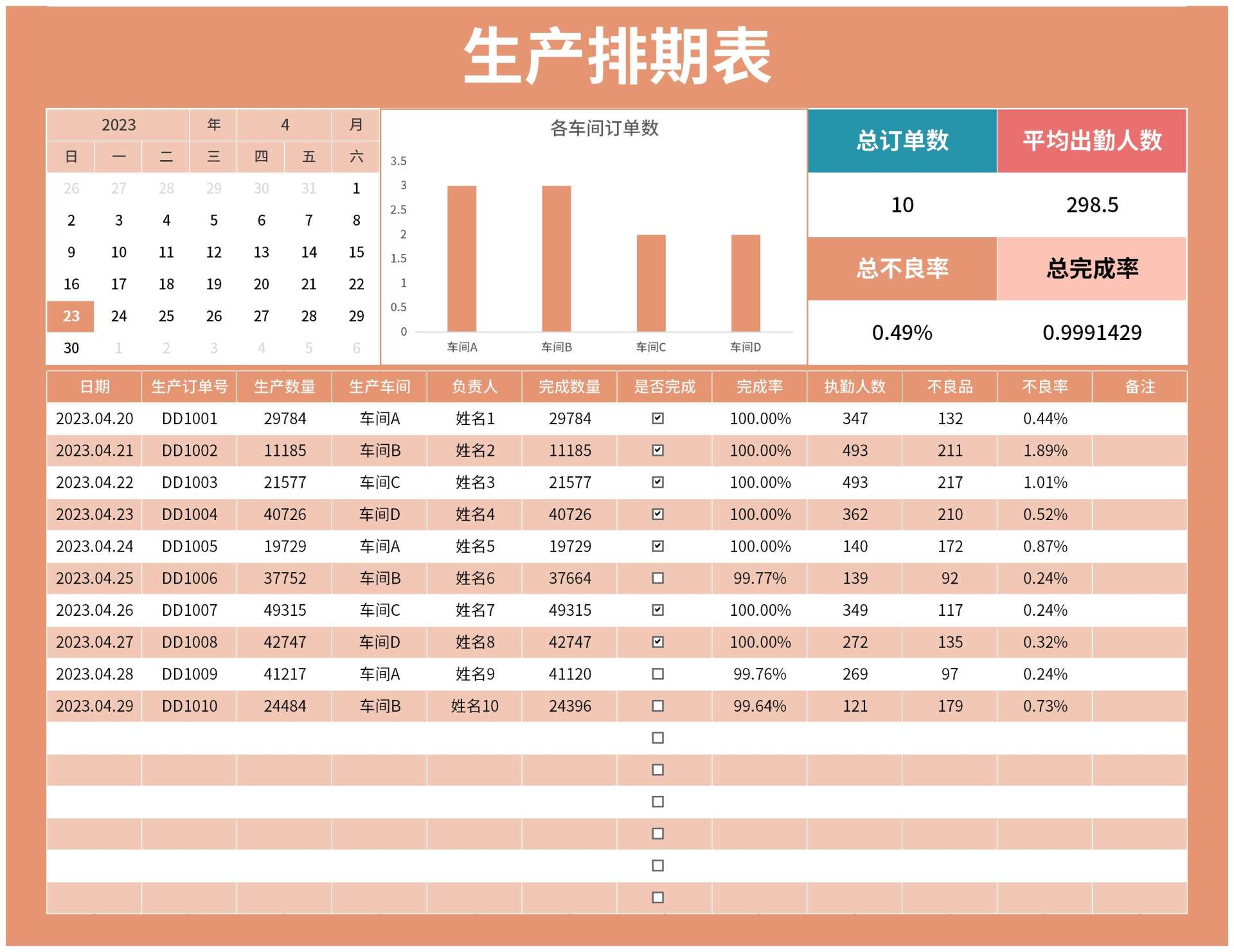 生产计划表-人人办公