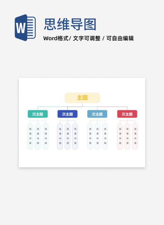 思维导图-彩色通用向下分类思维导图