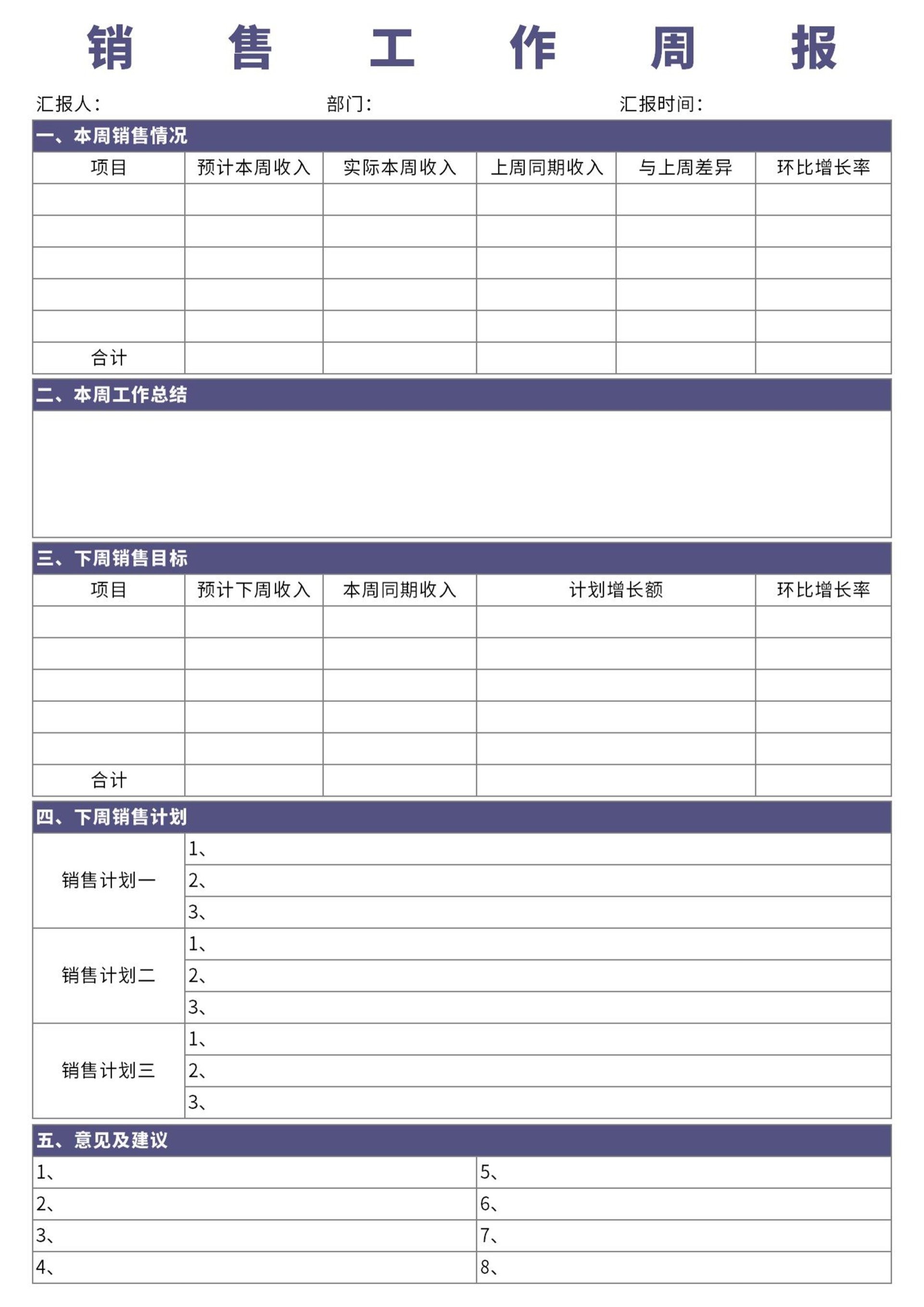 销售工作周报