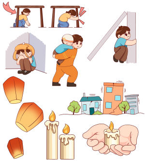 地震安全教育素材插画