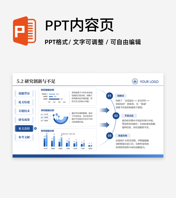 创新与不足-学术风论文答辩开题报告汇报PPT单页