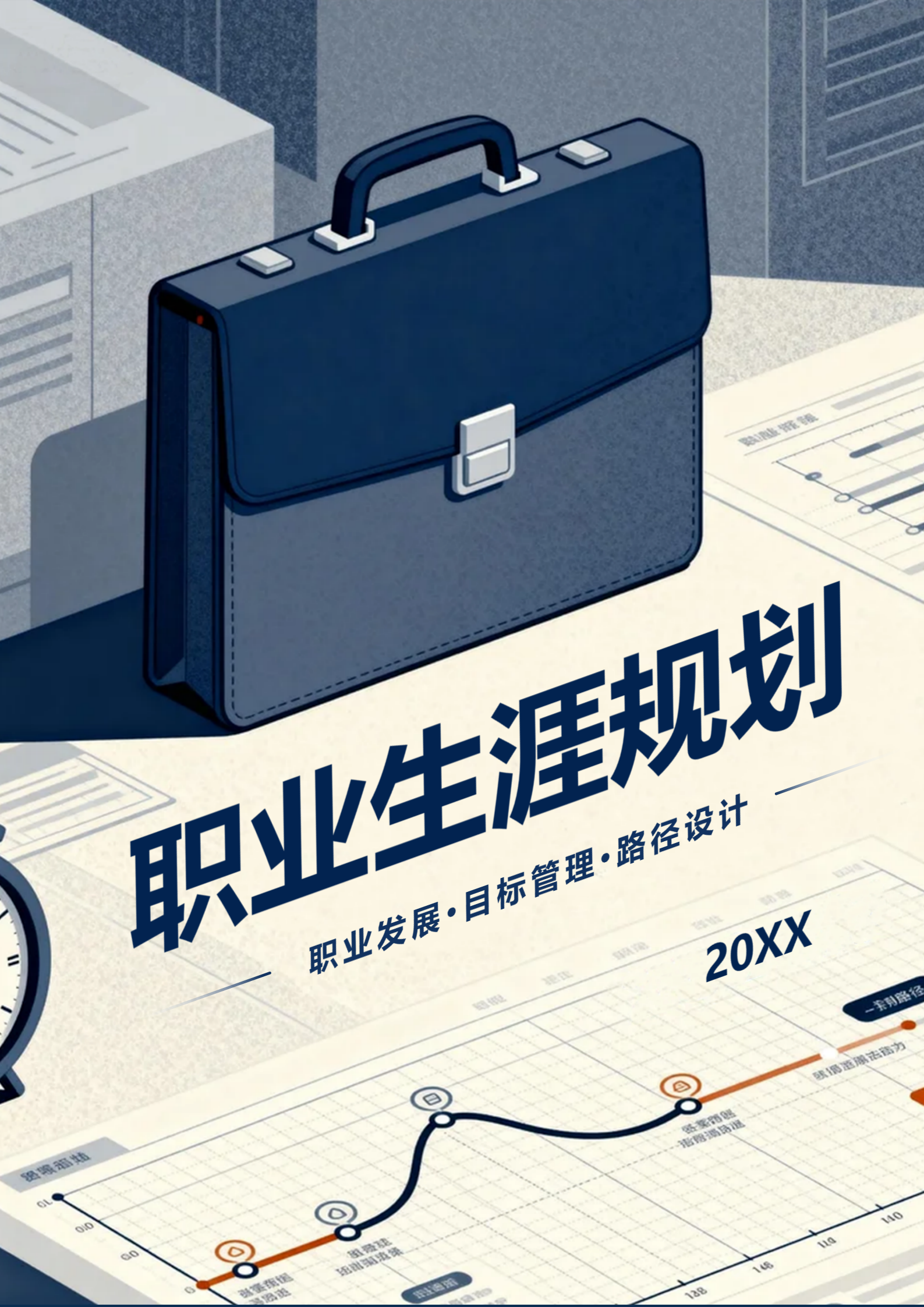 蓝色扁平商务插画风大学生职业生涯规划书