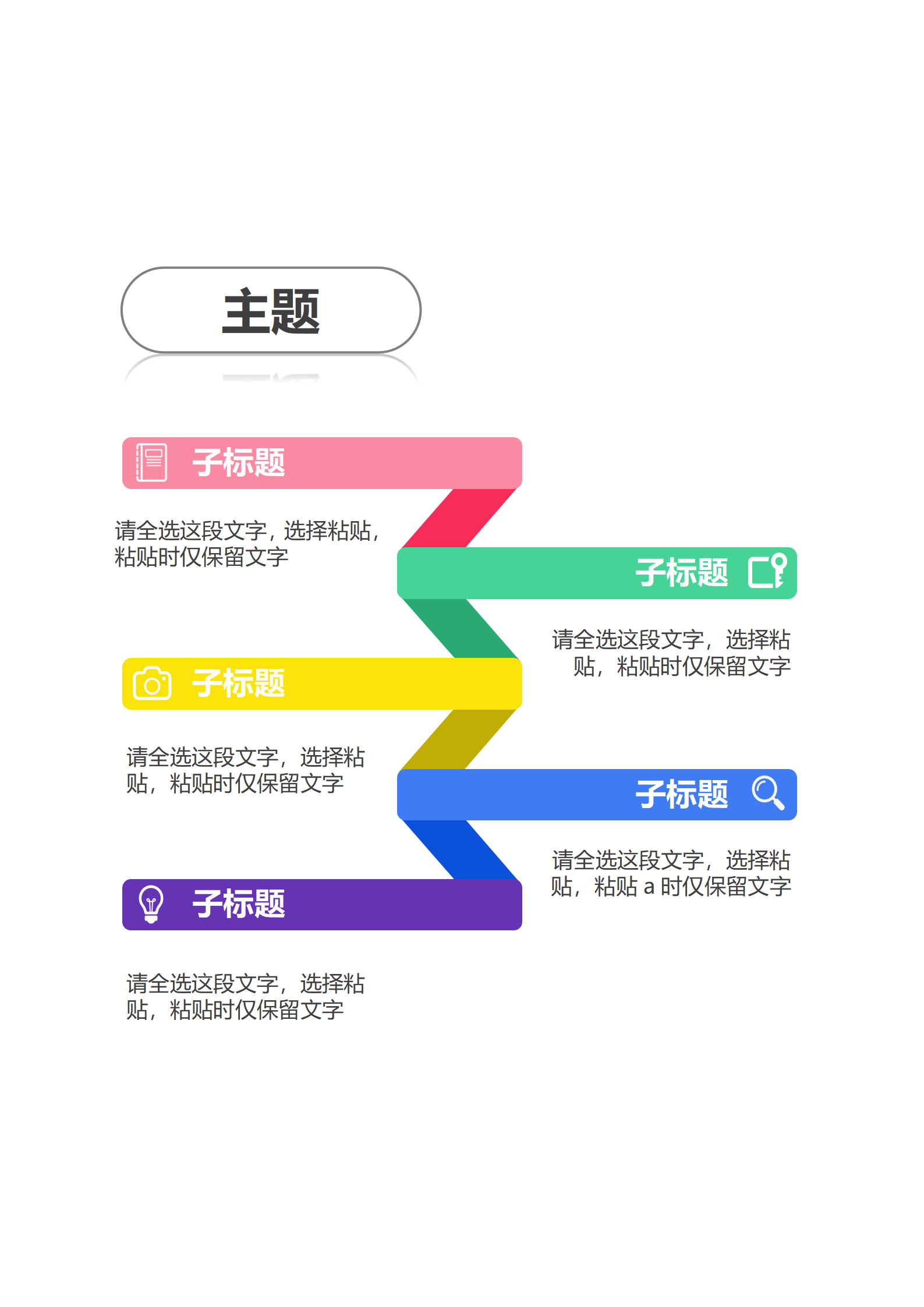 思维导图-彩色折线竖版树状导图
