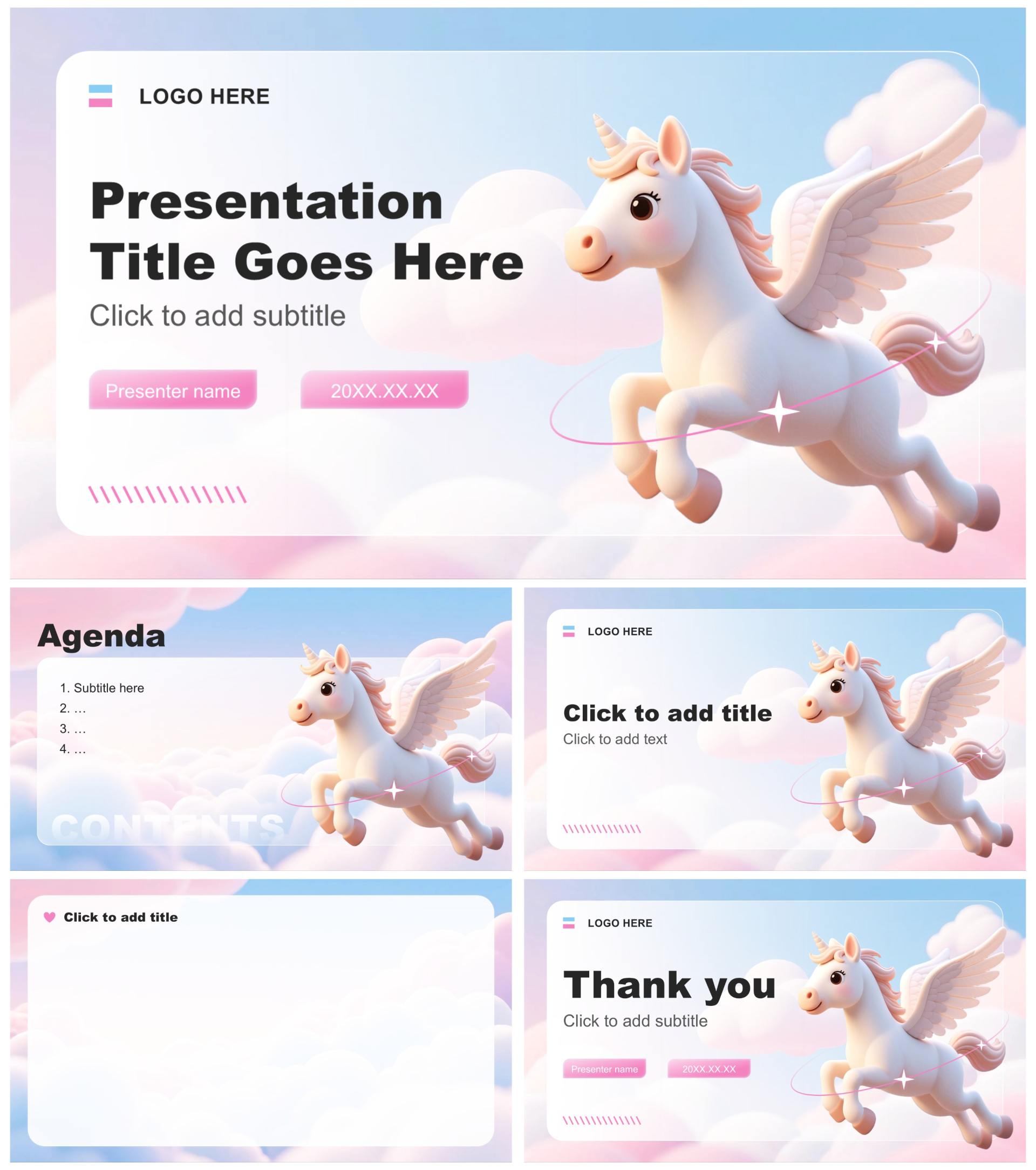 粉蓝色小清新风马年春节活动策划PPT主题模板