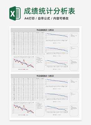 小清新考试成绩统计分析表Excel模板