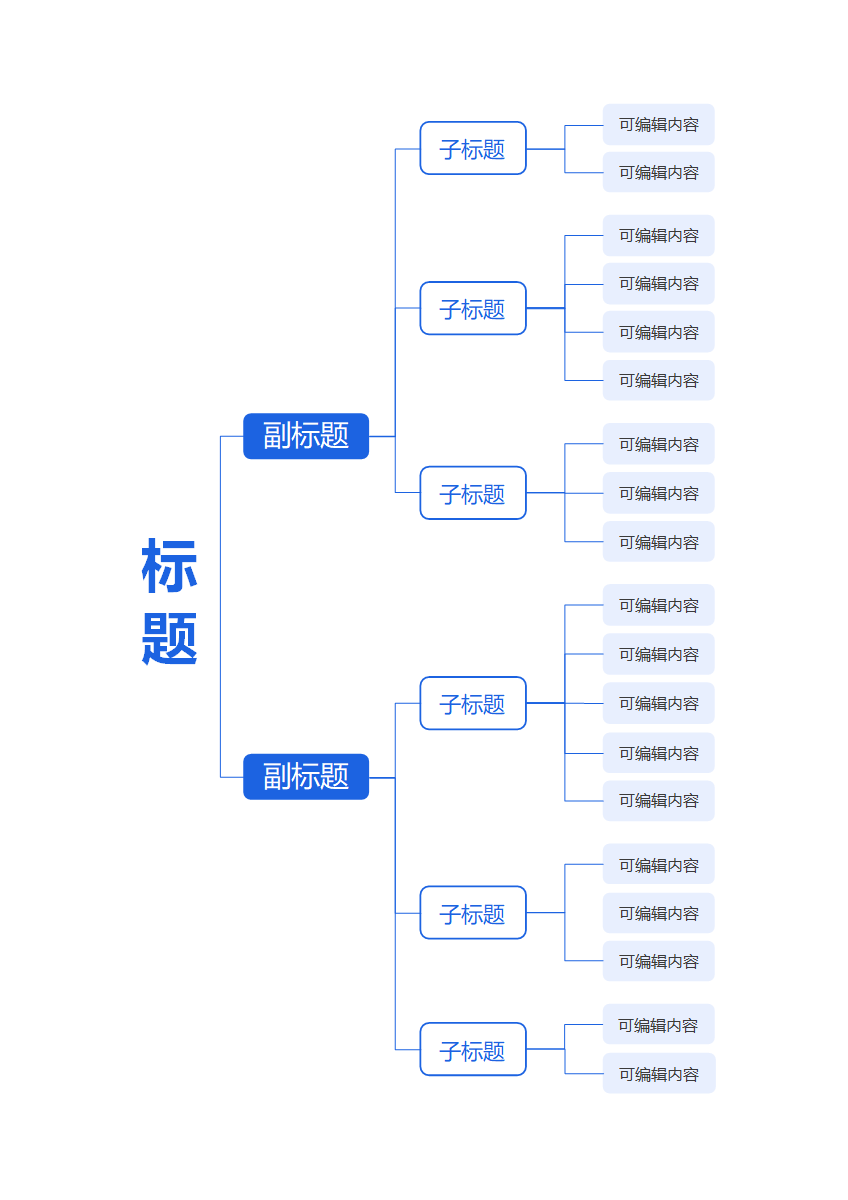 思维导图-彩色简约矩形通用竖版word模板