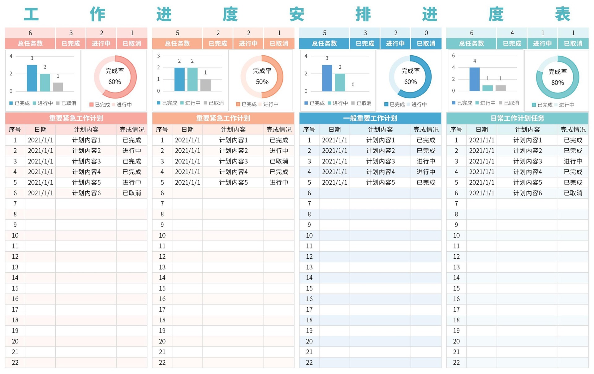 工作进度安排进度表