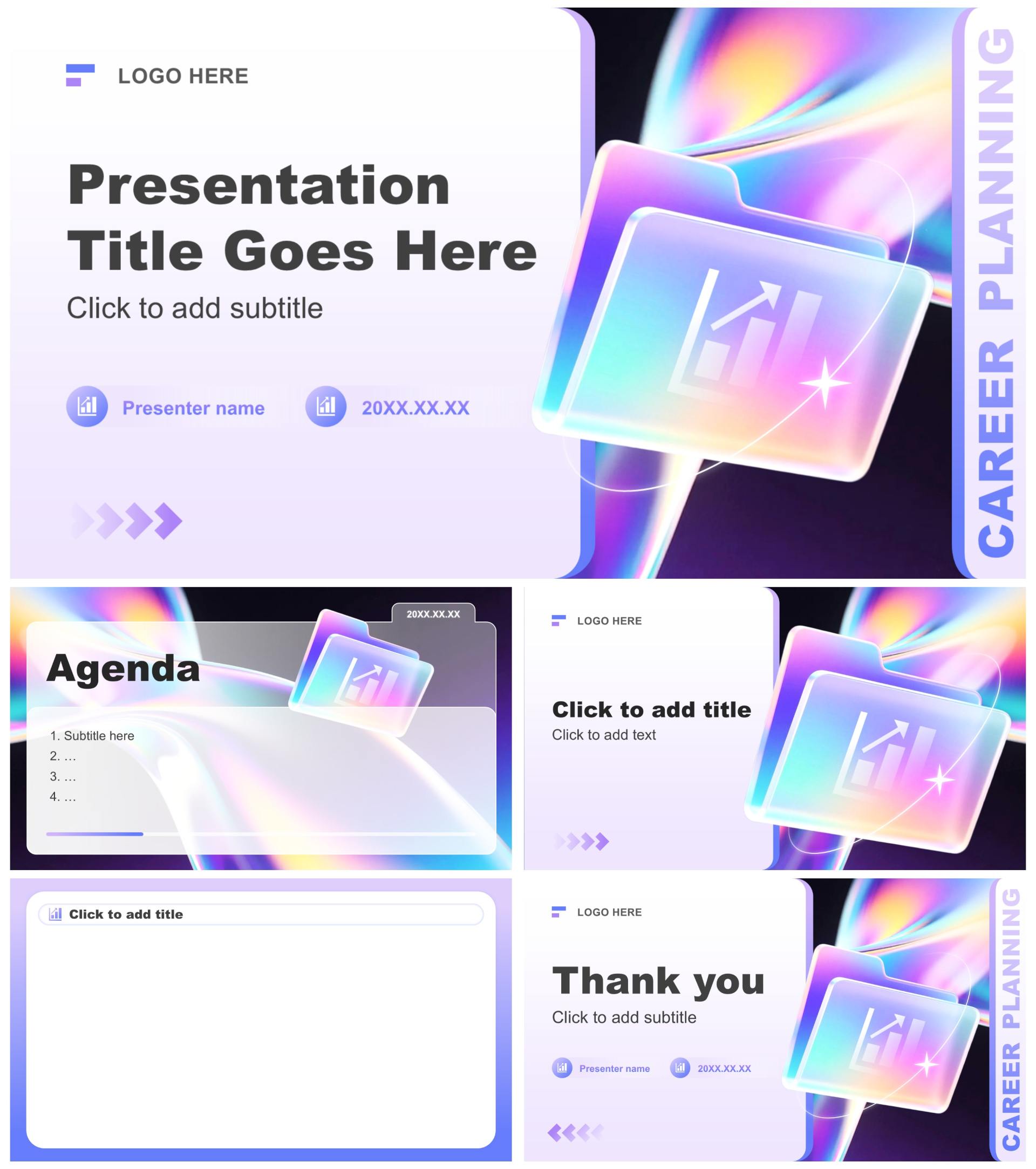 蓝紫色3D风大学生职业规划竞赛PPT主题模板