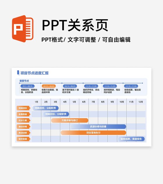 蓝色商务风甘特图PPT单页