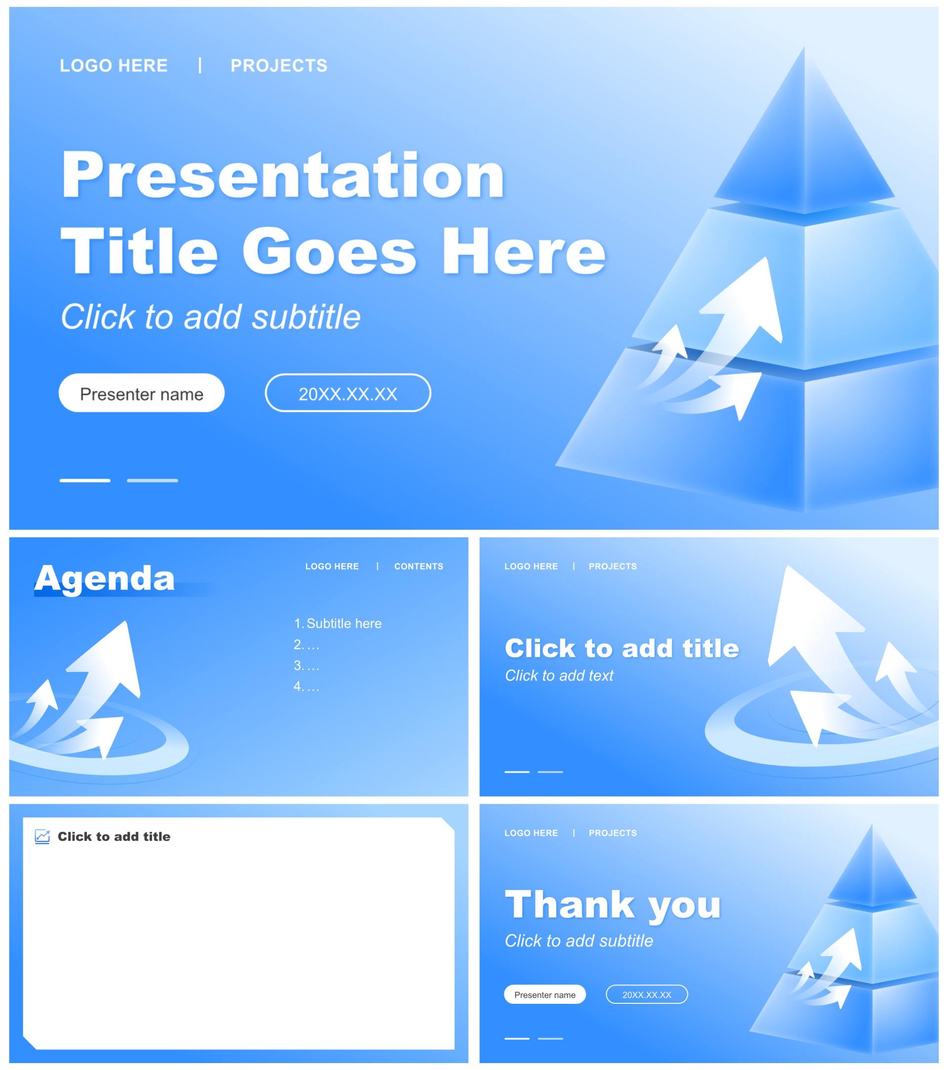 蓝色简约风年度规划工作述职汇报PPT主题模板