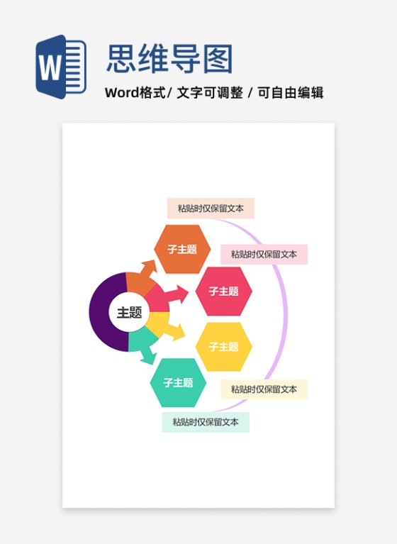 思维导图-彩色环形思维导图word模板