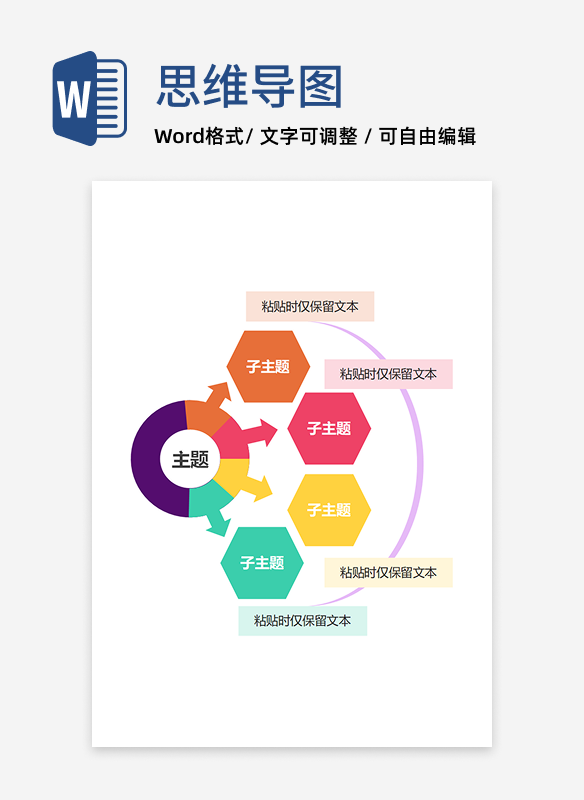 思维导图-彩色环形思维导图word模板