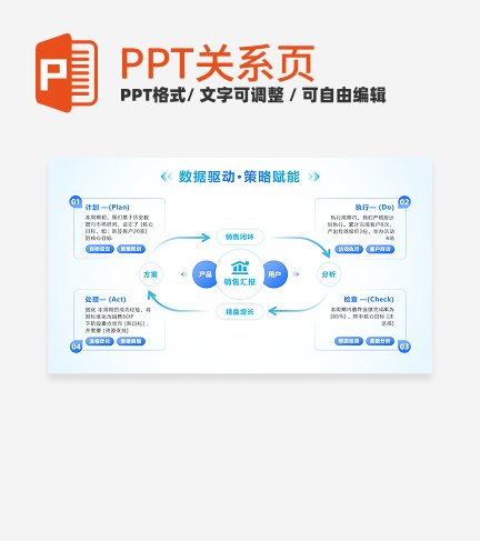 蓝色简约箭头循环PPT单页