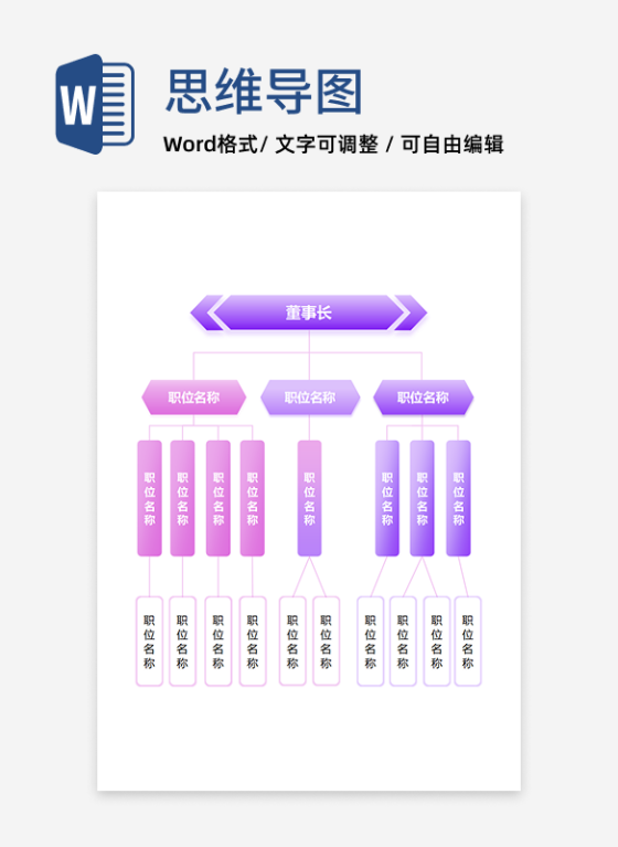 组织架构 - 紫调层级管理体系 Word 模板