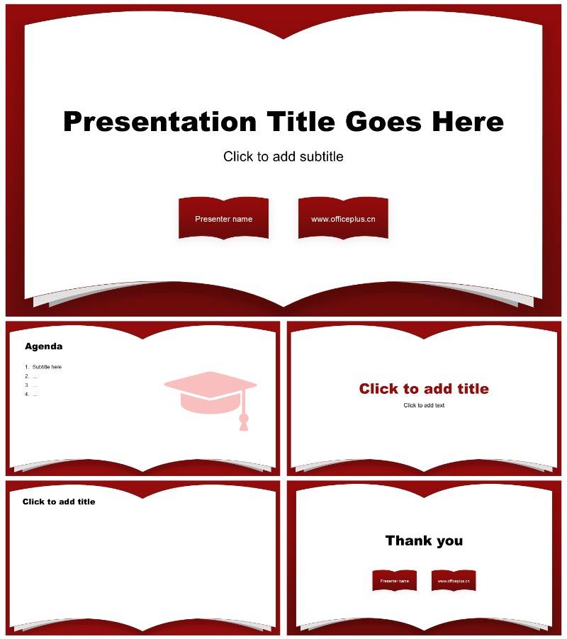 红色商务风拟物研究报告PPT主题模板