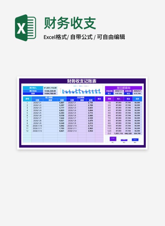 个人财务收支记账表Excel模板