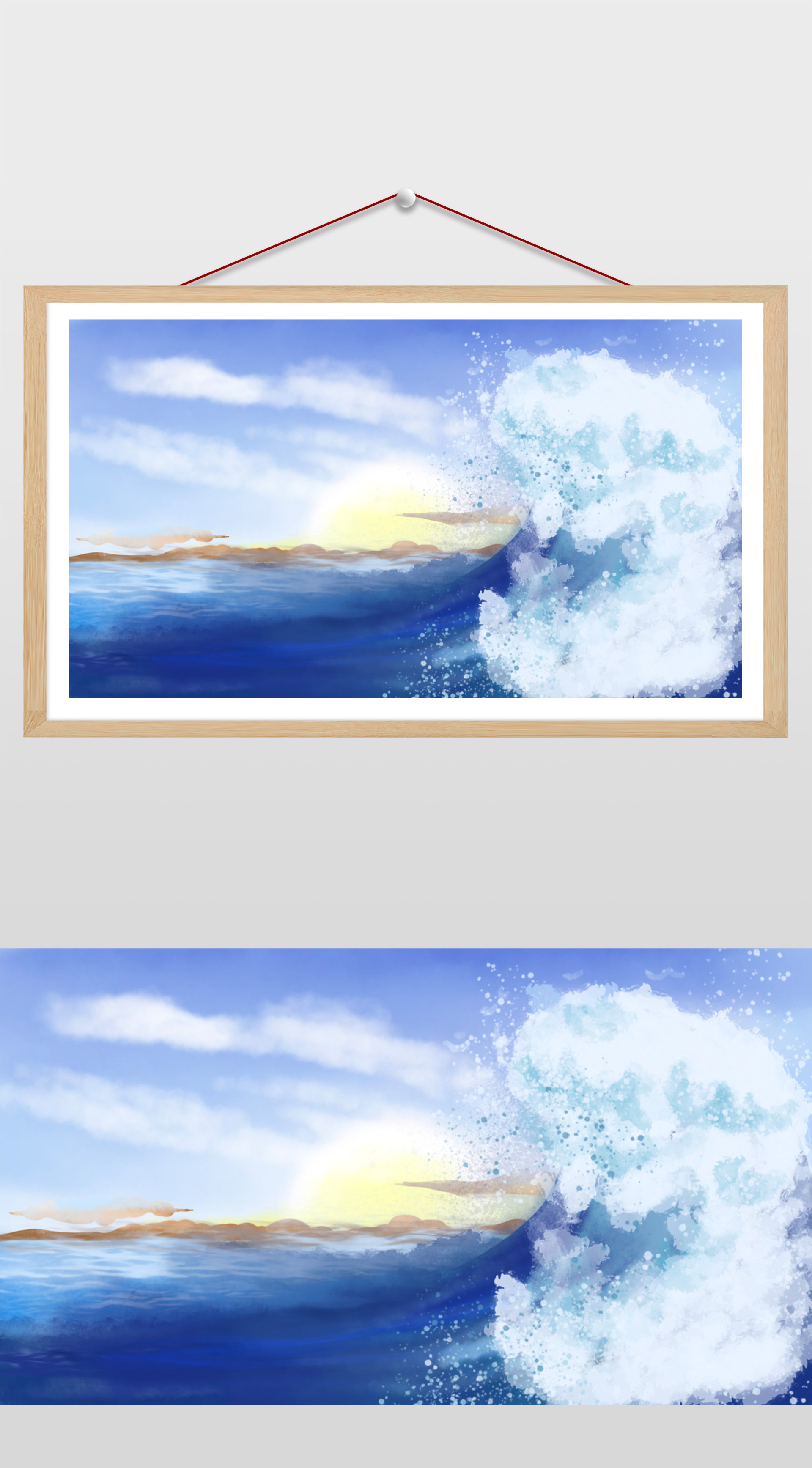 16比9_小清新ppt蓝色景海浪背景