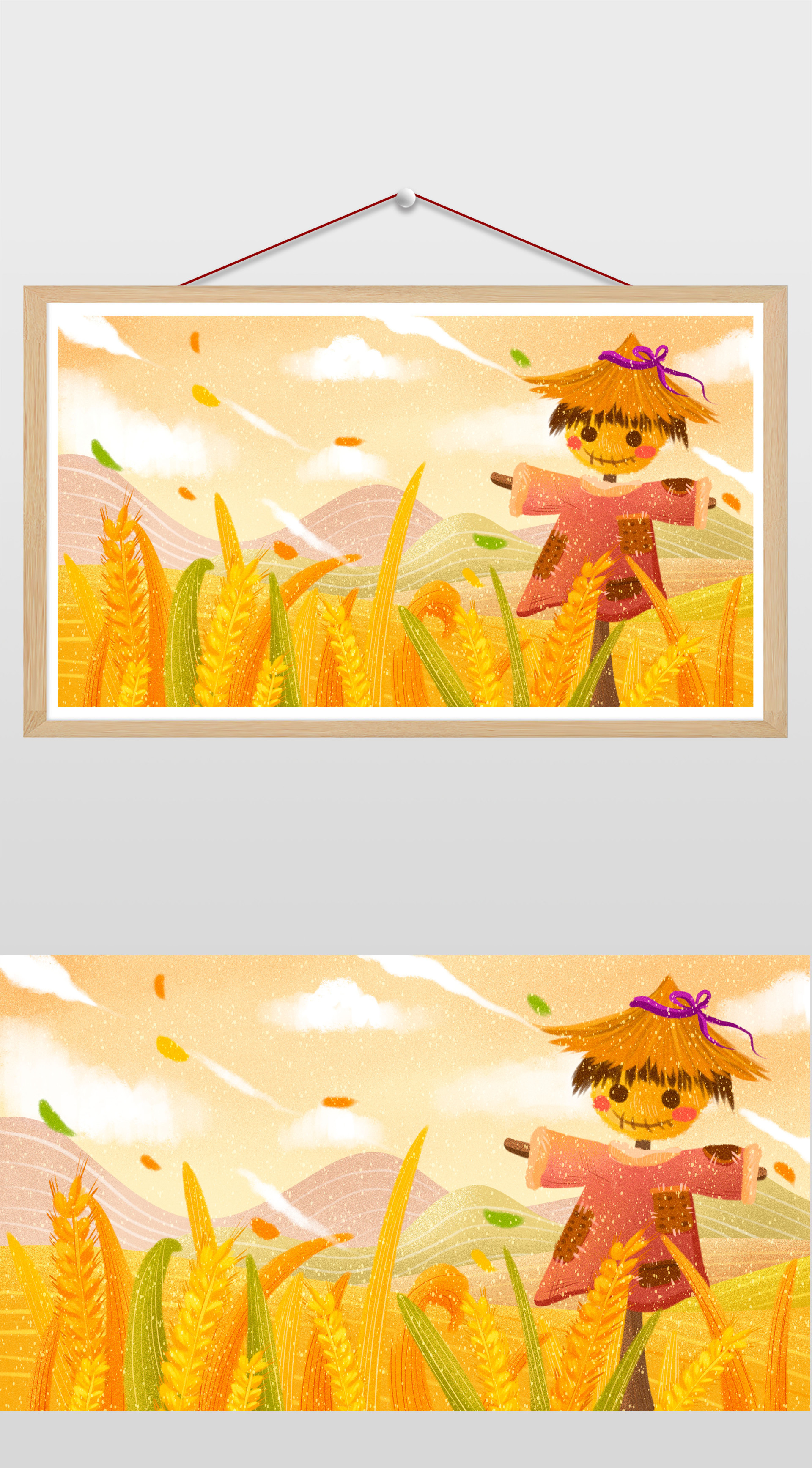 16比9_小清新ppt稻草人背景