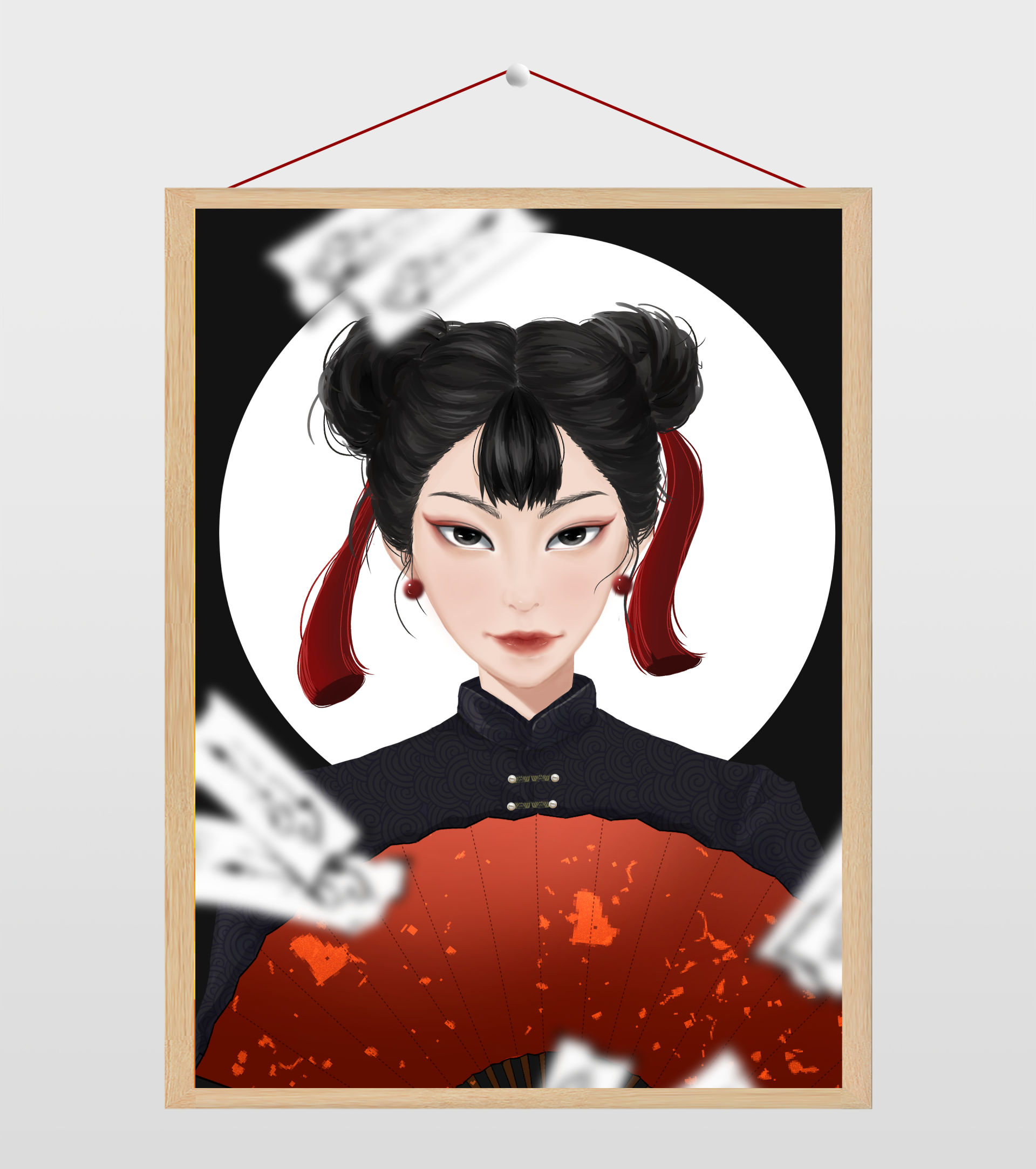 国潮中国风少女丸子头
