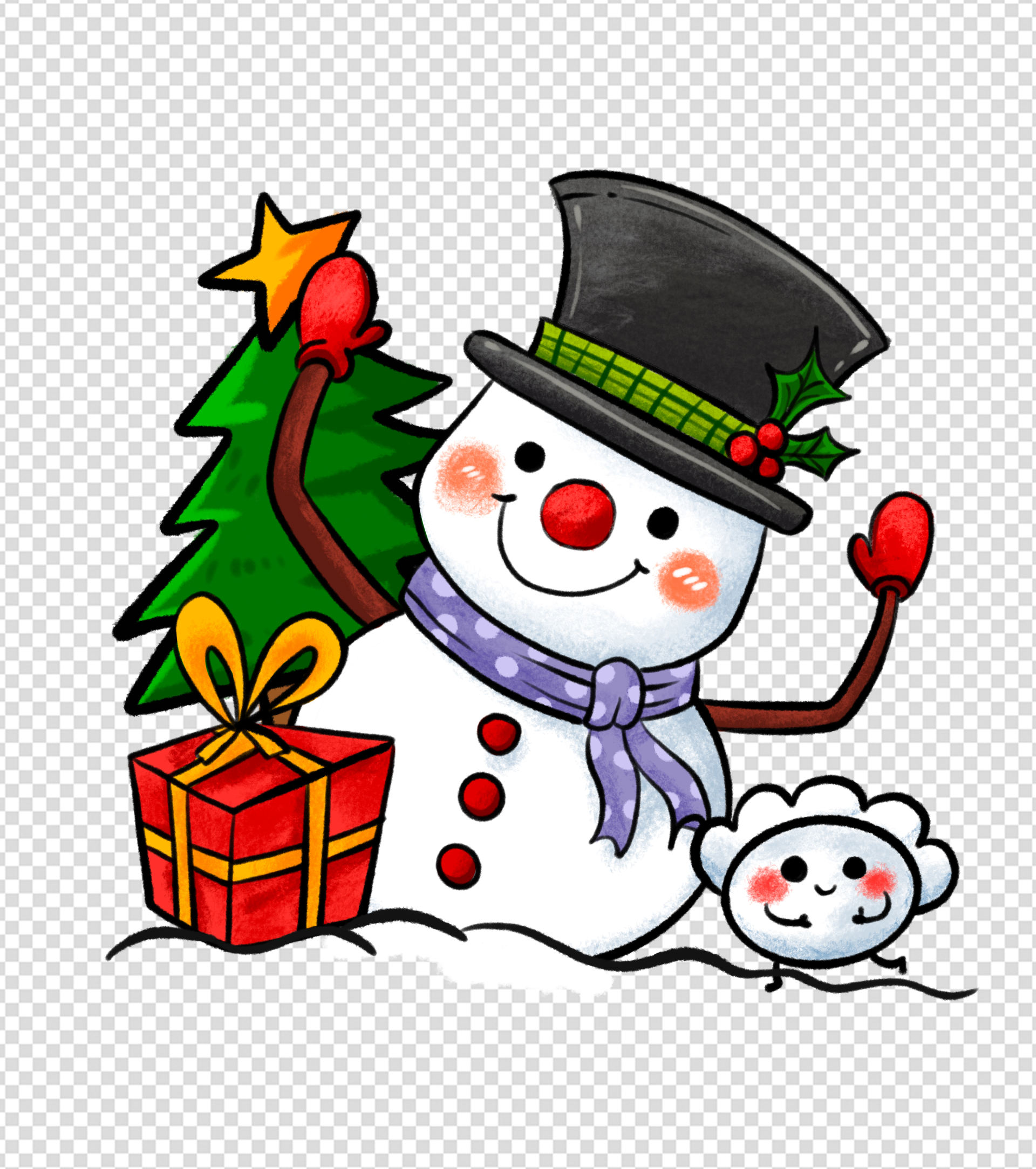 可爱圣诞树和雪人设计图__节日庆祝_文化艺术_设计图库_昵图网nipic.com