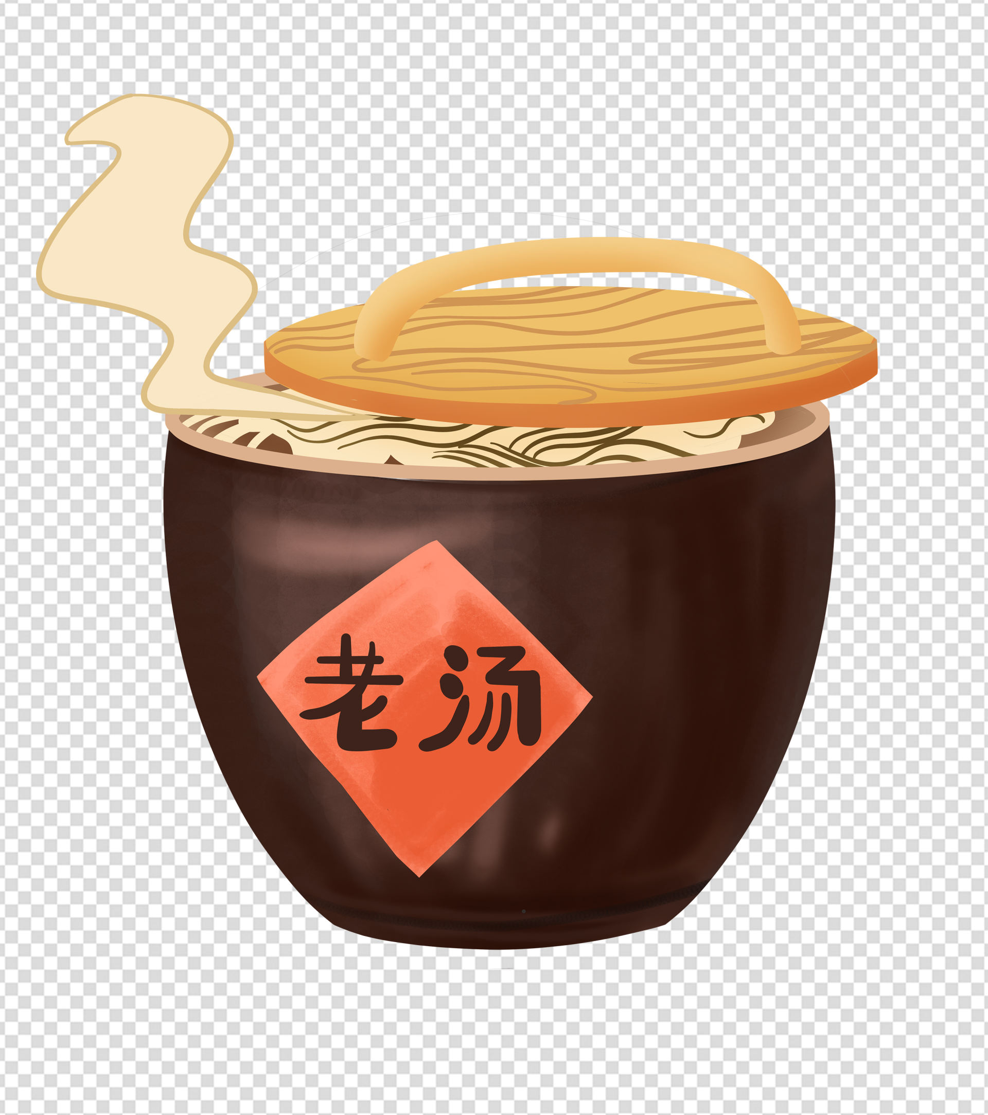 棕色小缸老汤面元素