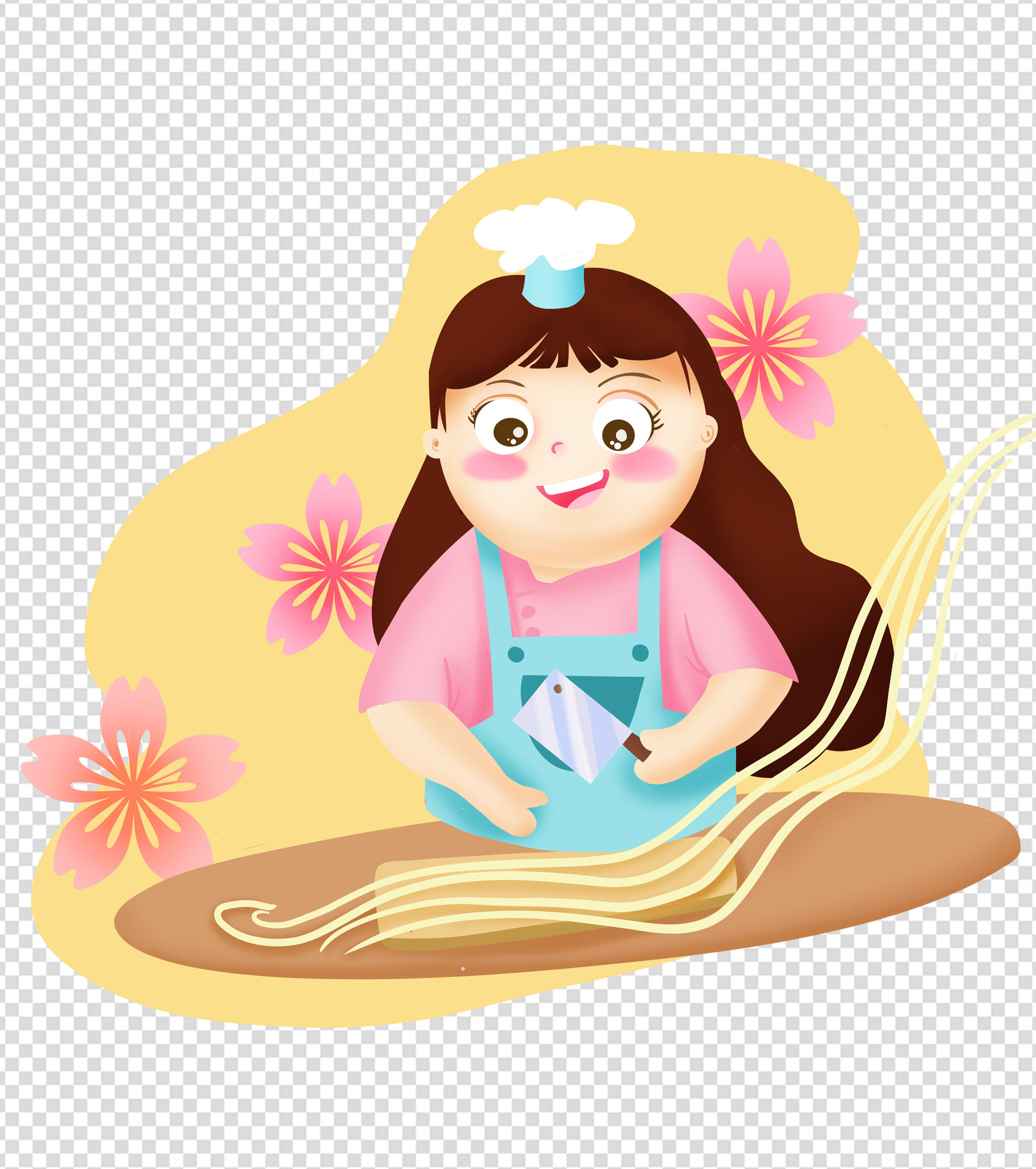 黄色小女孩切面元素