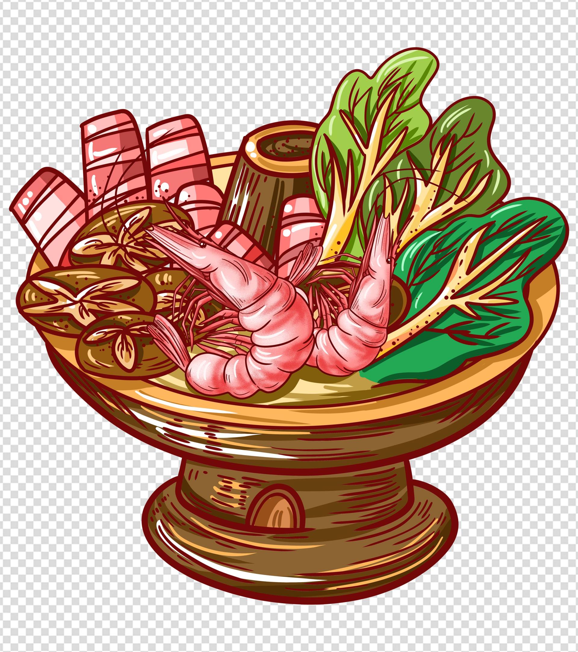 老式铜锅涮肉元素