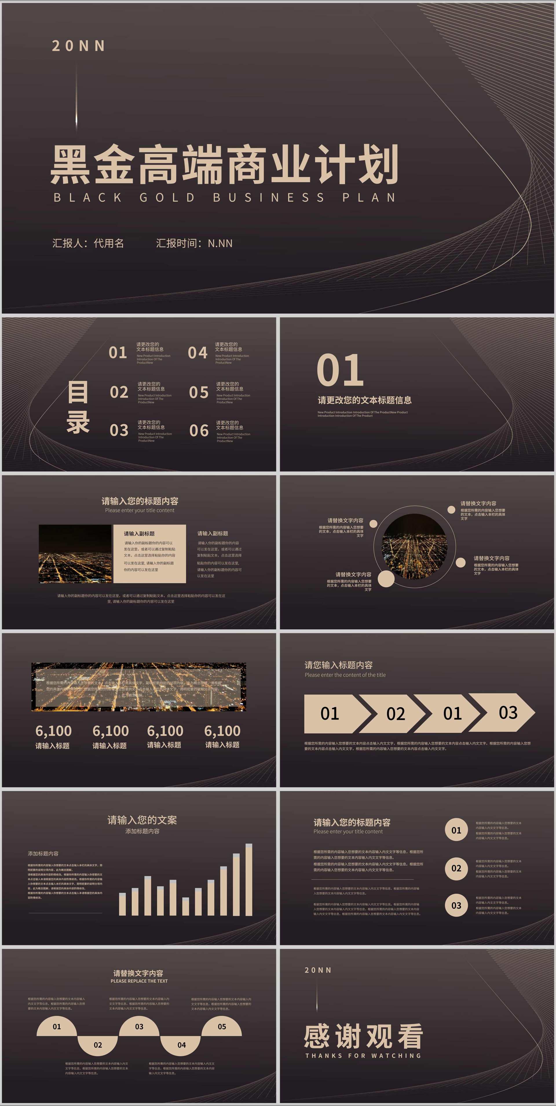 黑色高端商务风商业计划PPT模板