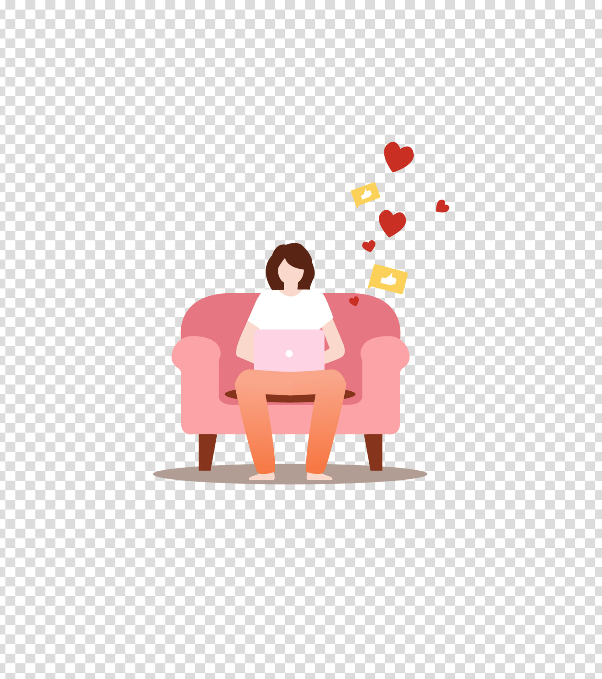 粉色办公女孩插画