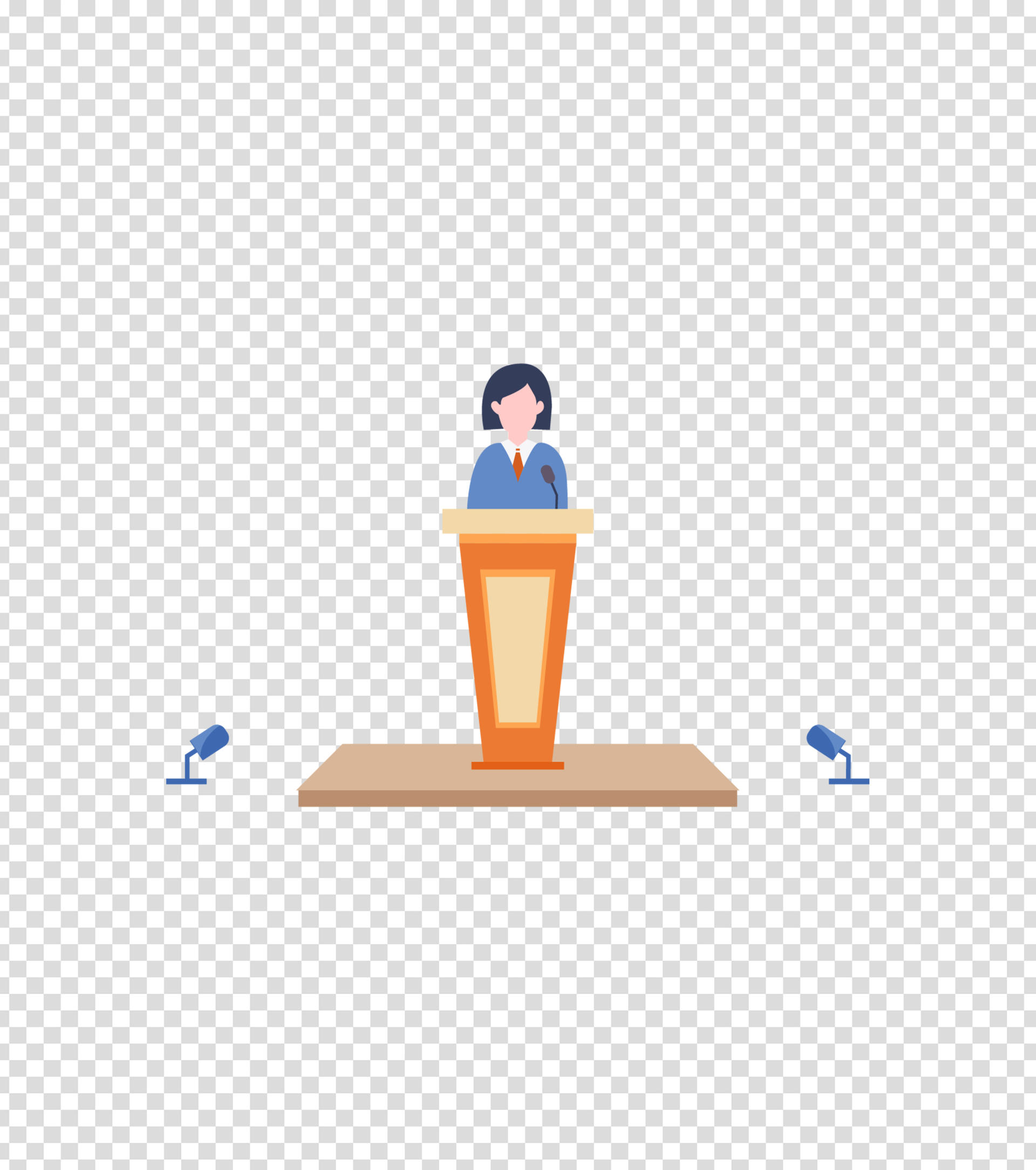 橙色女孩商务演讲PPT插画