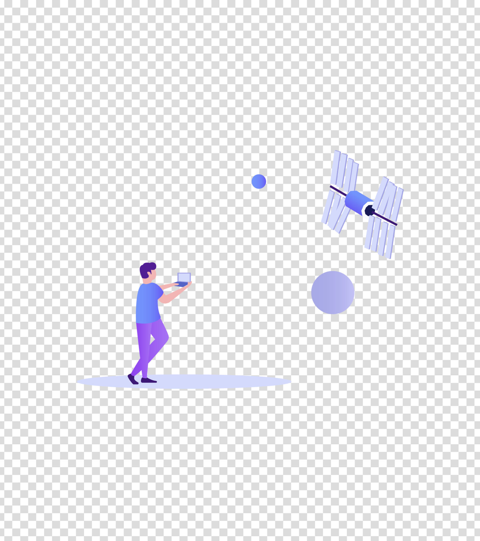 紫色未来航空办公插画