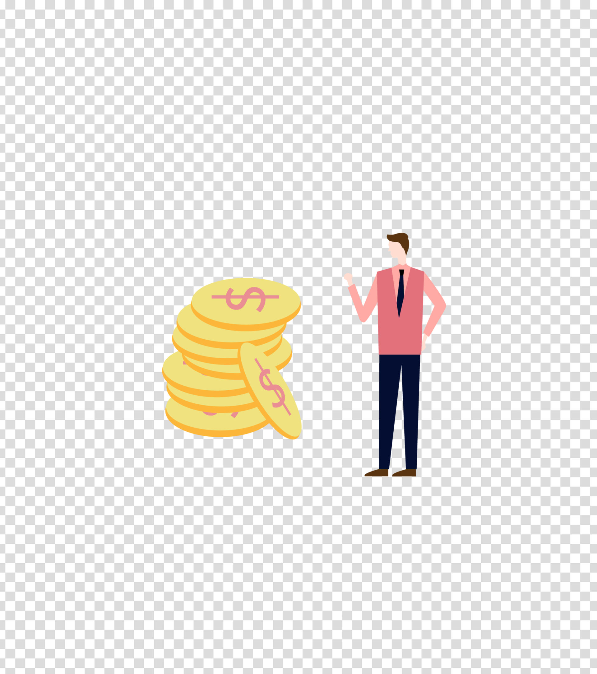 黄色赚钱的男人插画