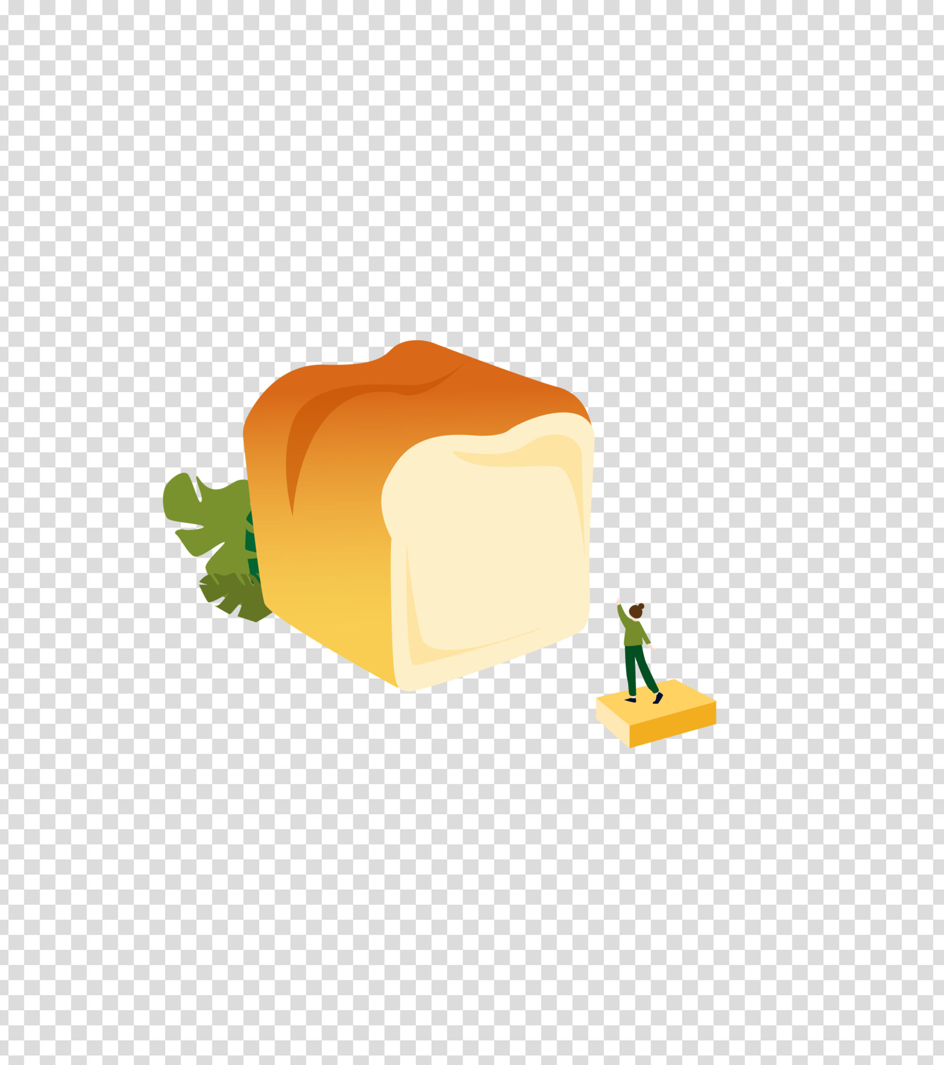 黄色美食吃面包插画